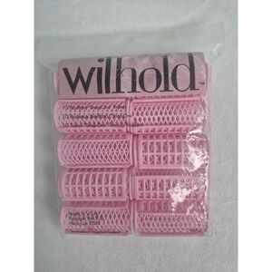 Vintage Wilhold Bouffant Snap‑On Hair Rollers Pink Plastic – NOS – 10pc Hair 9"+
